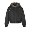 Chamarra de algodón con forro polar Magic Bear para invierno, con capucha, elegante estilo bomber de motociclista, estilo workwear americano, con cuello de piel sintética
