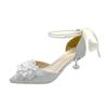 Zapatos Nuevos Estilo 2025 para Mujer con Moño Hueco, Punteras y Boca Baja, con Pedrería, Zapatos de Novia para Boda