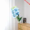 Flores de Lírio de Madeira com Pétalas Grandes São Exibidas na Sala de Estar com Vários Arranjos Florais Combinados com Peças Decorativas Suaves e Arranjos Florais em Vasos na Entrada