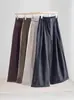 ¡Pantalones Acortados Lulu de Algodón Tushu! Pantalones anchos de dobladillo enrollado versátiles de estilo retro para mujer, 26 otoño de cintura alta adelgazantes casuales