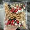 Espetos em Forma de Coração Vermelho e Rosa, 100 Peças/Pacote, Cores Sortidas, Palitos Descartáveis para Frutas, Palitos de Bambu Criativos Decorativos para Arte e Sanduíches