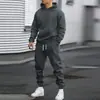 Conjunto de sudadera con capucha para hombre, nuevo, de otoño e invierno, transfronterizo 2025, conjunto deportivo casual de dos piezas de color liso