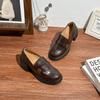Zapatos de Cuero Pequeños Vintage para Mujer Cuero Crema de Alta Textura Estilo Francés para Exterior Mocasines Pequeños con Suela Gruesa Aumentada Zapatos de Mujer Poco Profundos