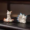 Argila Roxa Original de Yixing Feito à Mão Criativo Fofo Animal de Estimação para Chá Decoração de Casa Ornamento para Cerimônia do Chá Presente Brinquedo de Chá Que Pode Ser Usado para Criar uma Raposa de Nove Caudas