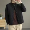 Nueva colección de invierno: chaqueta de algodón cálida, acolchada, de cuello redondo, corte holgado, estilo retro para mujer, casual, corte holgado, de un solo botón, adelgazante, abrigo corto