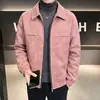 Chaqueta de Cuero PU para Hombre de Otoño con Cuello de Solapa y Cremallera, Corte Holgado, Abrigo de Cuero Sintético de Moda Casual de Negocios para Hombre