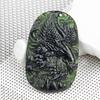 Pingente de Jade Negro Natural com Padrão Serpentino, Design de Dragão e Tigre, Pingente de Jade Verde Escuro, Escultura em Jade
