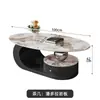 Mesa de centro ovalada de roca de lujo ligero estilo italiano para salas de estar pequeñas, diseño minimalista de mesa de té para el hogar con un toque de alta gama