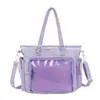 Bolsa de Mano Grande con Cinta Japonesa para Dolor Bolsa Tote de Gran Capacidad Femenina JK Dulce Chica Secundaria Transparente Gran Volumen de Comida Bolsa de Mijo