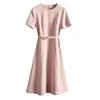 Venta de Liquidación ~ Vestido de Color Sólido de Acetato de Gama Alta para Mujer, Nuevo Estilo de Verano con Diseño Inspirado en Chanel que Ceñe la Cintura
