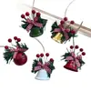 Adornos de campana de Navidad, decoraciones de lazo de frutos rojos, arreglos de escena navideña, colgantes para árbol de Navidad, campanas de metal