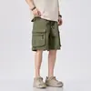 Pantalones cortos de trabajo funcionales para hombre, de estilo americano, holgados, hasta la rodilla, con múltiples bolsillos, de seda helada, secado rápido, para exteriores, pantalones casuales 2026