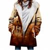 Cortavientos de Invierno para Mujer con Forro de Felpa, Estilo Europeo y Americano, Estampado Digital 3D de Animales, Abrigo con Capucha, Venta al por Mayor