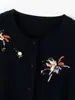 Cardigan 100% Caxemira Pura Feminino Gola Redonda Engrossado Solto Aparência Emagrecedora Bordado Padrão Fogos de Artifício Tricô Suéter Pulôver Jaqueta