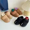 Zapatos de Algodón para Niños 2025 Invierno Nuevo Estilo Coreano Botas de Nieve para Niños y Niñas con Velcro Dedos Divididos Falsos Botas de Algodón Forradas de Felpa