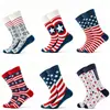 Calcetines de Jacquard de Media Pantorrilla con Tema de Bandera Americana Transfronterizos, Calcetines Personalizados de Moda para el Día de la Independencia, Calcetines de Algodón Jacquard Unisex de Alta Venta