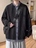 Chaqueta casual de dos piezas para hombre, estilo americano de primavera, sudadera tipo cárdigan de textura con líneas de corte resistentes con diseño de retazos a rayas