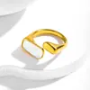 Anillo Abierto Ajustable con Diseño de Concha Marina Blanca Estilo Retro Europeo y Americano Unisex Acero de Titanio Joyería de Fábrica Transfronteriza