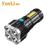 Lanterna LED Recarregável Quad-Core, Luz Forte, Longa Duração de Bateria, Lanterna Lateral Cob Portátil, Lanterna Estilo Montanhismo Camping Outdoor