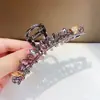 Pinza para el cabello de cristal de alta gama, tamaño mediano, para mujer, pinza de garra nicho y sofisticada para peinados semi-recogidos, pinza de tiburón para la parte trasera de la cabeza