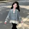 Suéter de Punto Holgado Estilo Perezoso para Niñas Primavera y Otoño 2026 Nuevo Estilo Niños Medianos y Grandes Versión Coreana Jacquard Retro Top Holgado Tendencia