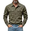 Chamarra de trabajo casual de manga larga para hombre, estilo europeo y americano, resistente, de gamuza, para exteriores, corte holgado, para el día a día y para ir al trabajo.