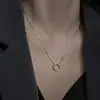 Collar de anillo de plata esterlina s925 para mujer 2021, nuevo estilo, diseño de nicho de lujo ligero, cadena de clavícula con sentido creativo y artístico.