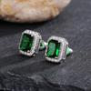 Cao Shi Venda Quente Transfronteiriça Brincos Quadrados Exquisitos Femininos Cheios de Diamantes Incrustados com Zircônia Verde Atacado de Joias