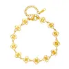 Pulsera floral simple de color dorado, lujo ligero, nuevo diseño de flor de durazno, regalo de cumpleaños versátil para novia, acero inoxidable de alta gama
