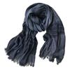 Outono Novo Algodão Misturado Cachecol Feminino Artístico Retro Especial Fio Horizontal Strip Xale Cor Sólida All-match Cross-border Comércio Exterior Atacado