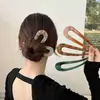 Pasador de Pelo de Alto Gama en Forma de U Estilo Coreano para Mujer, Pasador con Gradiente de Bloques de Color, Accesorio para Moño Estilo Antiguo