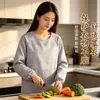 Delantal Hanhanban de manga larga para mujer para cocinar en la cocina, anti-manchas, transpirable, poliéster-algodón, delantal cómodo, ropa de trabajo para hombres en la industria de la restauración