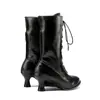 Novidade em estoque botas de cano médio com cadarço de renda transfronteiriças, botas de montaria com cadarço frontal, botas casuais de comprimento médio de tamanho grande