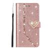 Funda de cuero con tarjetero para iPhone 14, funda protectora con purpurina Love Glitter para Promax SE3/8Plus