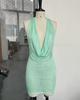 Vestido Bodycon Corto Desnudo de Cuello en V Profundo Ajustado Estilo Europeo y Americano Transfronterizo para Mujer, Moda de Verano, Pieza Única al por Mayor