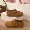 Zapatos Perezosos 2026 Retro Versátiles Nuevos Versátiles Zapatos de Mujer Suela Gruesa Suela Suave Mocasines Slip-on Mocasines Caqui