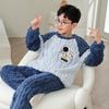 Pijamas de otoño e invierno para niños, ropa de franela gruesa para niñas y bebés, ropa de casa con dibujos animados para estudiantes de primaria.