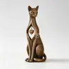 Estatua de Gato Hueco con Encanto de Corazón Adorno Retro de Resina de Gato Corazón de Amor