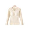 Conjunto de Ropa Interior Térmica de Encaje para Otoño e Invierno para Mujer con Copas de Sujetador Integradas, Ropa Interior de Manga Larga Generadora de Calor, Capa Base de Corte Ajustado para Uso Interior y Exterior