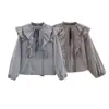 Comércio Exterior Transfronteiriço Primavera e Verão 2026 Estilo Europeu e Americano Moda Casual Camisa Decorativa em Xadrez Pequeno em Camadas para Mulheres