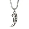 Collar Personalizado de Acero de Titanio para Hombre, Tendencia Europea y Americana, Diente de Lobo, Colgante de Zodiaco Kirin Diente de Lobo Cabeza de Dragón, Collar Personalizado para Pareja