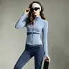 Traje de Yoga con Costuras de Bloques de Color para Mujer, Chaqueta Ajustada de Manga Larga Adelgazante, Pantalones Ajustados de Cintura Alta para Fitness, Conjunto para Gimnasio y Correr