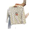 Camiseta básica linda y adorable para niñas estilo coreano, camiseta de manga larga de moda con estampado de corazón y gato para el uso diario de otoño del bebé
