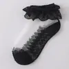 Calcetines de Niña 2026 Verano Malla Fina Calcetines de Seda de Hielo Cristal para Niñas Patrón de Ola Calcetines de Encaje Anti-enganche