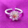 Anillo de plata con margarita y crisantemo pequeño estilo coreano Fresco Anillo de plata abierto de girasol dorado Venta al por mayor de fábrica para mujer