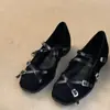 Zapatos Mary Jane Cuadrados con Tira Cruzada Estilo Coreano para Mujer 2026 Modelo Nuevo Boca Baja Tacón Oculto Zapatos de Salón Zapatos de Ballet para Viaje