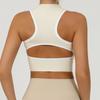 Novo Estilo de Colete de Yoga para Mulheres com Zíper, Cruzado no Peito, À Prova de Impacto, Cor Contrastante, Fitness Esportivo em Forma de I, Secagem Rápida, Lindo Top Curto com Costas Bonitas