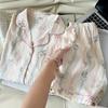 Fábrica de Origen Verano Nuevo Cárdigan Solapa Pijama de Niña Dulce Manga Corta Shorts Conjunto de Ropa para el Hogar de Mujer