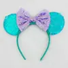 Tiara Infantil Grande com Lantejoulas, Tiara com Laço Colorido Doce, Tiara Fofa de Orelhas do Mickey Mouse, Tiara de Parque de Diversões