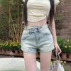 Verano Diseño Nicho Chica Hot Shorts de Mezclilla para Mujer 2025 Nuevo Cintura Alta Línea A Adelgazantes Pierna Ancha Pantalones Cortos